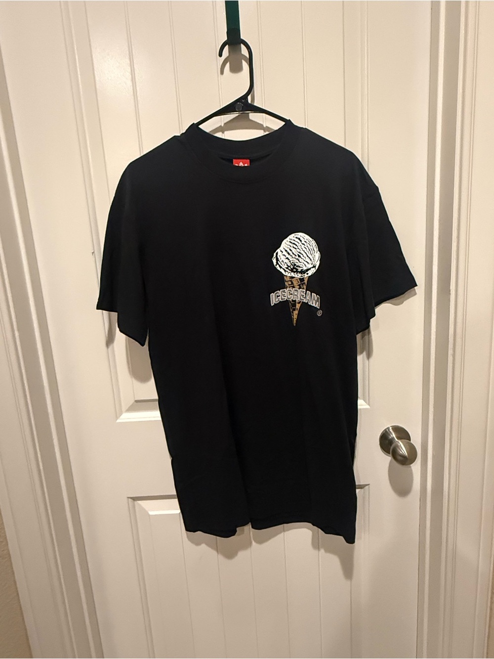 Icecream Black Tee with White Ice Cream Cone Graphic